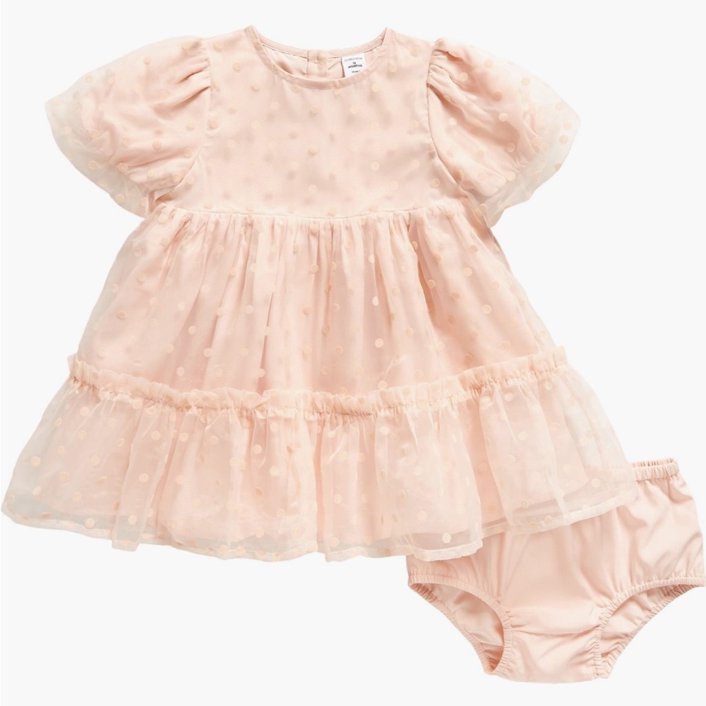 Baby girl polka dot puff sleeve dress